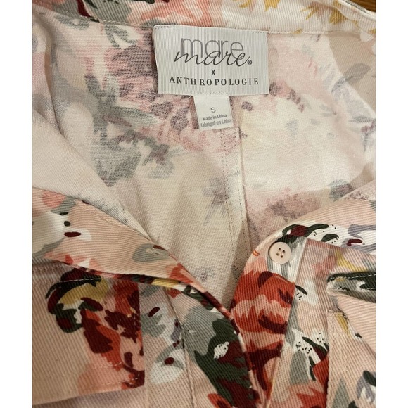 Anthropologie Mare Mare Shirt Dress Pink Floral Womens S Jacket Belt Cottagecore - Picture 12 of 14